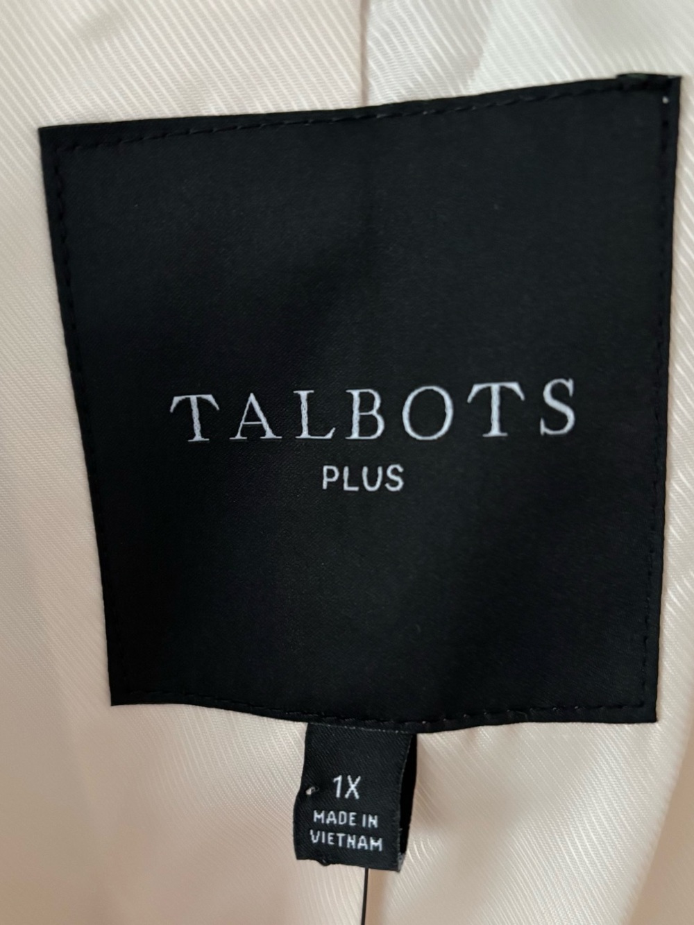 Talbots Plus 1X Ivory Cream Quilted Moto Jacket Gold Zip NWT - Picture 5 of 7